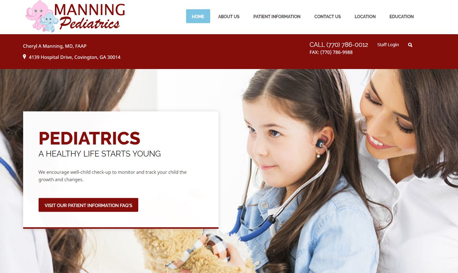 Solia Media Designed Website - Manning Pediatrics