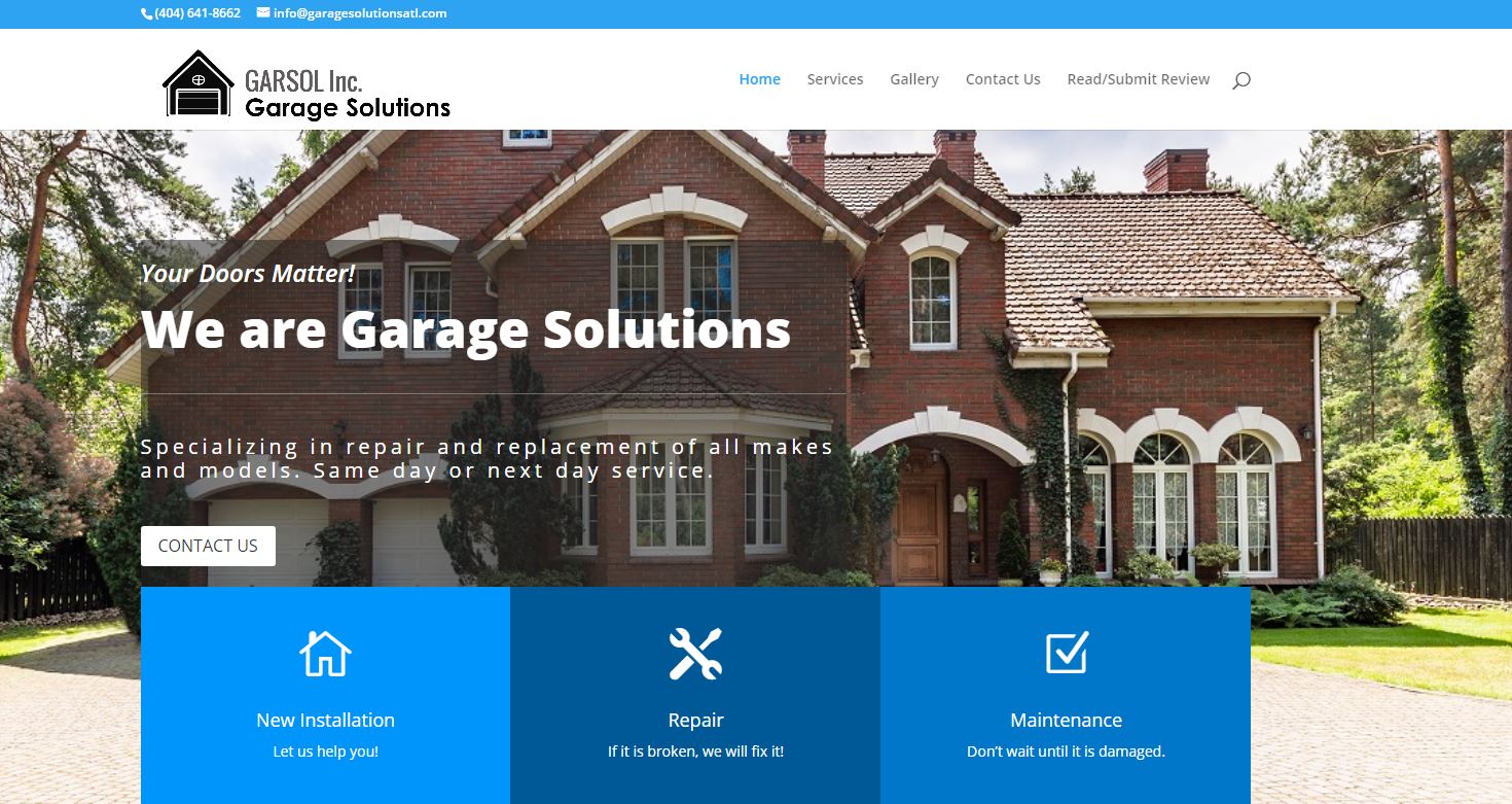 Solia Media Designs Website for Garage Solutions of Atlanta - Garage Door Installation, Service and Repair